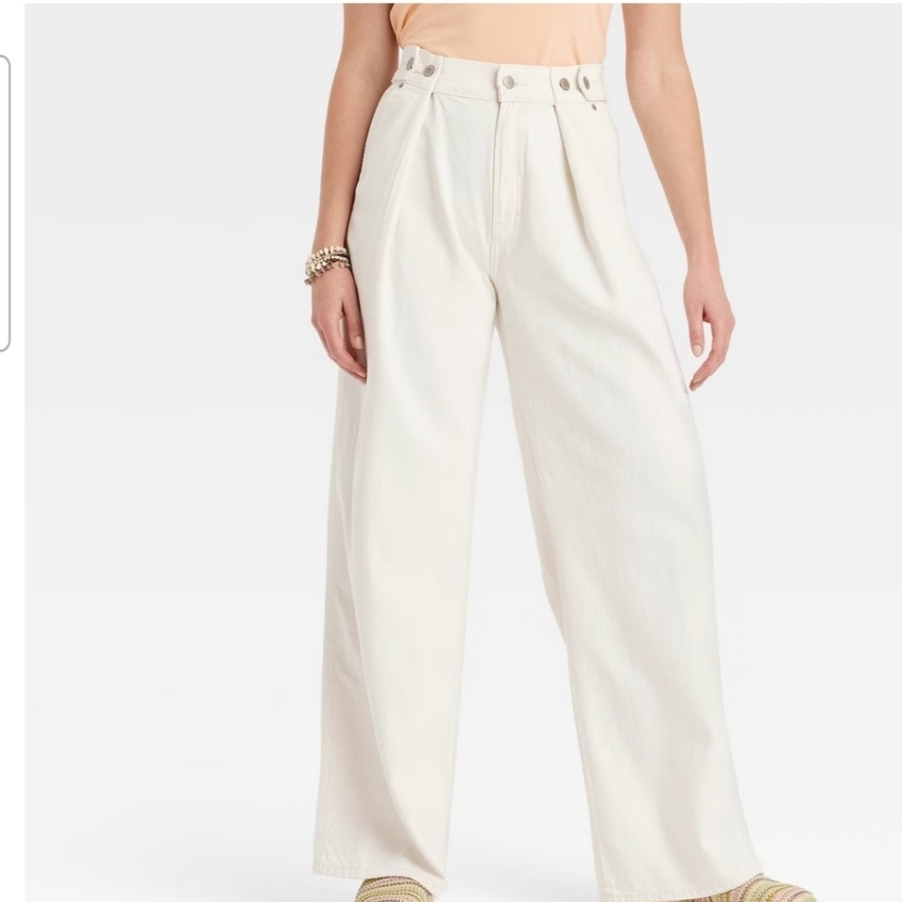 Women's High-Rise Two Way Denim Trousers - Universal Thread Off-White 16